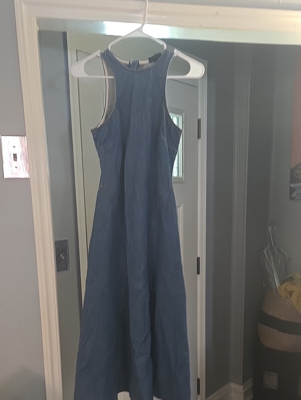 Women's Racerback Denim Midi A-Line Dress